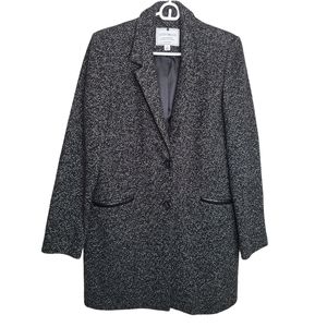 Lucky Brand Black Tweed Wool Coat Pea Coat Jacket EUC Ladies Size Small